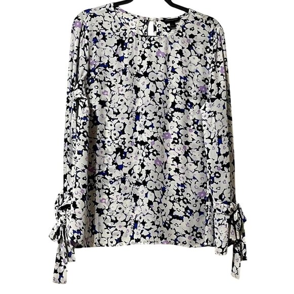 Banana Republic Tops - Banana Republic Womens Size L Floral Long Sleeve Blouse With Tie Cuffs
